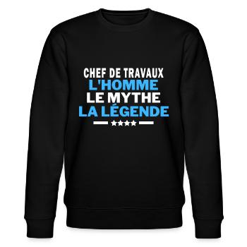 CHEF DE TRAVAUX l homme le mythe la légende humour - Sweat bio CHANGER Stanley/Stella Unisexe - noir - Devant - Nik (191cm) & Marisol (170cm)
