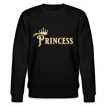 PRINCESS SHRIFTZUG MIT GOLDENER KRONE - Stanley/Stella Unisex Bio-Sweatshirt CHANGER  - Schwarz - Vorne - Nik (191cm) & Marisol (170cm)