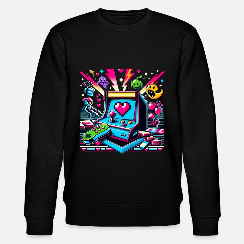 Pixel-Kunst Arcade-Spiel - Stanley/Stella Unisex Bio-Sweatshirt CHANGER  - Schwarz