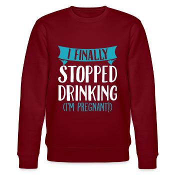 Schwangerschaft Kein Alkohol Lustiges Geschenk - Stanley/Stella Unisex Bio-Sweatshirt CHANGER  - Burgunderrot - Vorne - Nik (191cm) & Marisol (170cm)