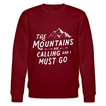The mountains call and I have to go gift - Stanley/Stella CHANGER Unisex Organic Sweatshirt - burgundy - Front - Nik (191cm) & Marisol (170cm)