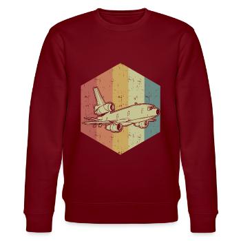 Flugzeug Retro Farben Cooles Geschenk - Stanley/Stella Unisex Bio-Sweatshirt CHANGER  - Burgunderrot - Vorne - Nik (191cm) & Marisol (170cm)