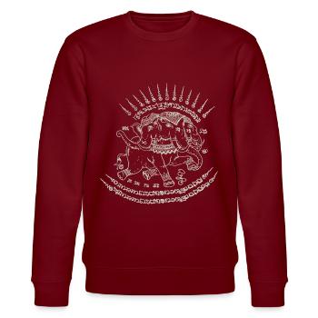 Sak Yant Thai Tattoo Three-headed Elephant Gift - Stanley/Stella CHANGER Unisex Organic Sweatshirt - burgundy - Front - Nik (191cm) & Marisol (170cm)