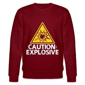 Alarme d’explosion Attention Bouclier - Sweat bio CHANGER Stanley/Stella Unisexe - bordeaux - Devant - Nik (191cm) & Marisol (170cm)