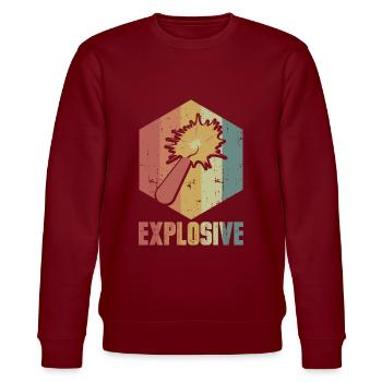 Dynamite Explosion Retro Cool Gift - Stanley/Stella CHANGER Unisex Organic Sweatshirt - burgundy - Front - Nik (191cm) & Marisol (170cm)