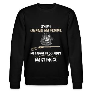 Moi, ma femme et la Bécasse - Sweat bio CHANGER Stanley/Stella Unisexe - noir - Devant - Nik (191cm) & Marisol (170cm)