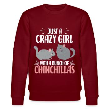 Chinchilla Liebhaber | Chinchillas Tiere Geschenke - Stanley/Stella Unisex Bio-Sweatshirt CHANGER  - Burgunderrot - Vorne - Nik (191cm) & Marisol (170cm)