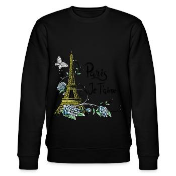 Tee shirt Paris Tour Eiffel Je taime Paris France - Sweat bio CHANGER Stanley/Stella Unisexe - noir - Devant - Nik (191cm) & Marisol (170cm)