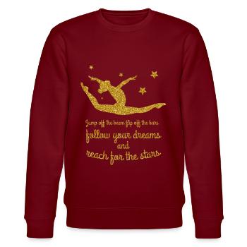 Inspirational Gymnastik Zitat Turner Fans Shirt - Stanley/Stella Unisex Bio-Sweatshirt CHANGER  - Burgunderrot - Vorne - Nik (191cm) & Marisol (170cm)
