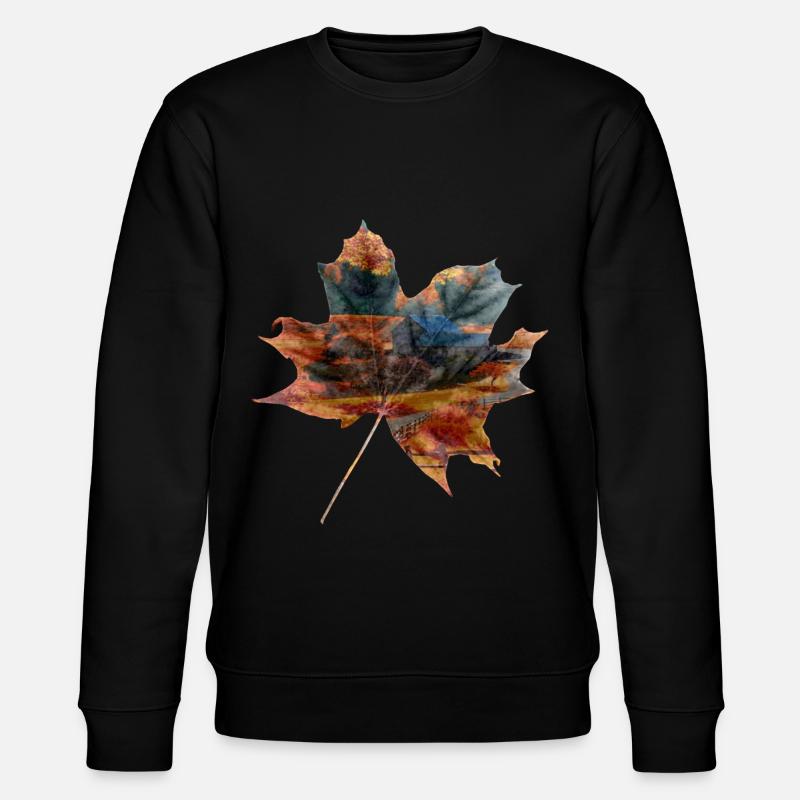 Herbst Blatt Landschaft Geschenkidee - Stanley/Stella Unisex Bio-Sweatshirt CHANGER  - Schwarz
