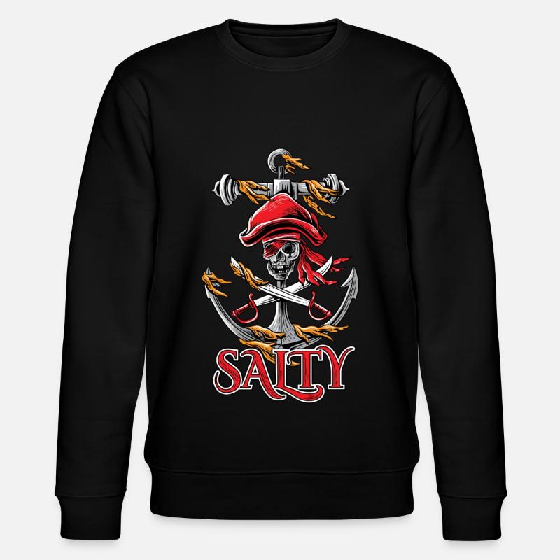 Weinlese-salzig Piraten-Anker-Seeshirt - Stanley/Stella Unisex Bio-Sweatshirt CHANGER  - Schwarz
