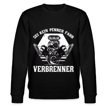 Sei kein Penner fahr Verbrenner Auto - Stanley/Stella Unisex Bio-Sweatshirt CHANGER  - Schwarz - Vorne - Nik (191cm) & Marisol (170cm)