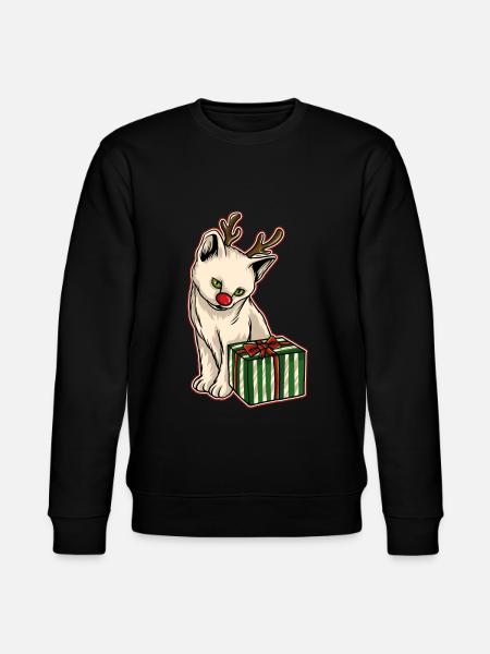 Ugly Christmas Sweater Cat - Stanley/Stella CHANGER Unisex Organic Sweatshirt - black