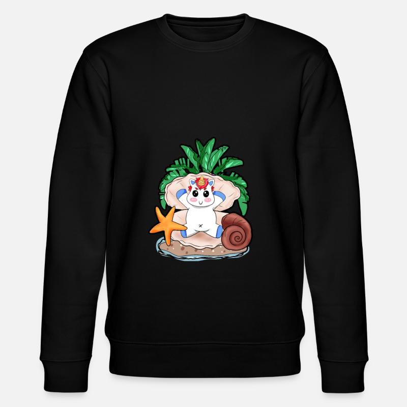 Einhorn Thron Muschel Geschenk - Stanley/Stella Unisex Bio-Sweatshirt CHANGER  - Schwarz