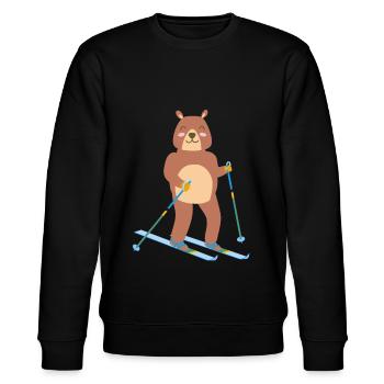 Bär Eis Skifahren Süß Sport Winter Geschenkidee - Stanley/Stella Unisex Bio-Sweatshirt CHANGER  - Schwarz - Vorne - Nik (191cm) & Marisol (170cm)