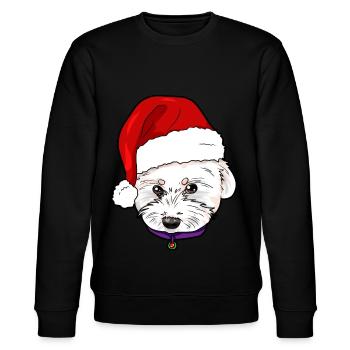 Malteser Hund mit Mütze Weihnachten Geschenk - Stanley/Stella Unisex Bio-Sweatshirt CHANGER  - Schwarz - Vorne - Nik (191cm) & Marisol (170cm)