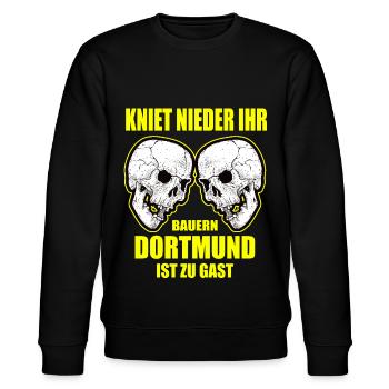 Dortmund Fußball Südtribüne Fan Geschenke - Stanley/Stella Unisex Bio-Sweatshirt CHANGER  - Schwarz - Vorne - Nik (191cm) & Marisol (170cm)