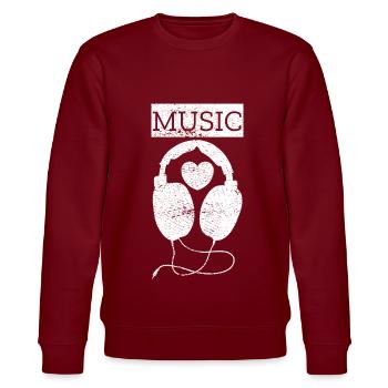 Kopfhörer Musik Herz Instrument Pop Rock Geschenk - Stanley/Stella Unisex Bio-Sweatshirt CHANGER  - Burgunderrot - Vorne - Nik (191cm) & Marisol (170cm)