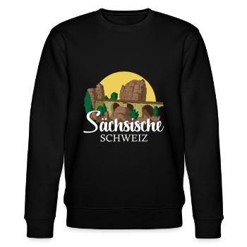 Sächsische Schweiz Bastei Wandern Sachsen Geschenk - Stanley/Stella Unisex Bio-Sweatshirt CHANGER  - Schwarz - Vorne - Nik (191cm) & Marisol (170cm)