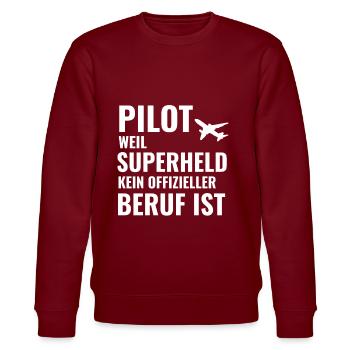 Pilot Co-Pilot Flugkapitän Luftfahrt Flugzeug - Stanley/Stella Unisex Bio-Sweatshirt CHANGER  - Burgunderrot - Vorne - Nik (191cm) & Marisol (170cm)