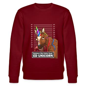 Polizei Foto Pferd Party Einhorn lustig Geschenk - Stanley/Stella Unisex Bio-Sweatshirt CHANGER  - Burgunderrot - Vorne - Nik (191cm) & Marisol (170cm)
