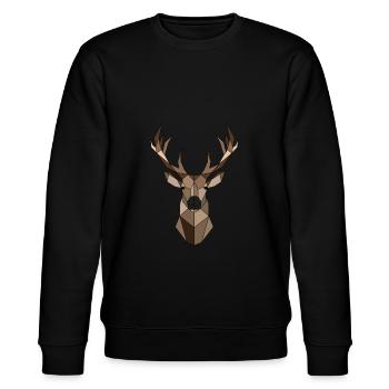 Geometrischer Hirsch Tier Geschenk - Stanley/Stella Unisex Bio-Sweatshirt CHANGER  - Schwarz - Vorne - Nik (191cm) & Marisol (170cm)