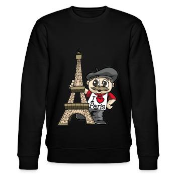 I LOVE PARIS Eifelturm Frankreich Cartoon Geschenk - Stanley/Stella Unisex Bio-Sweatshirt CHANGER  - Schwarz - Vorne - Nik (191cm) & Marisol (170cm)