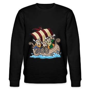 Wikinger auf einem Wikingerschiff Boot Geschenk - Stanley/Stella Unisex Bio-Sweatshirt CHANGER  - Schwarz - Vorne - Nik (191cm) & Marisol (170cm)