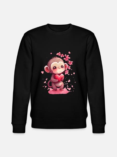 Monkey Valentine's Day Gift - Stanley/Stella CHANGER Unisex Organic Sweatshirt - black