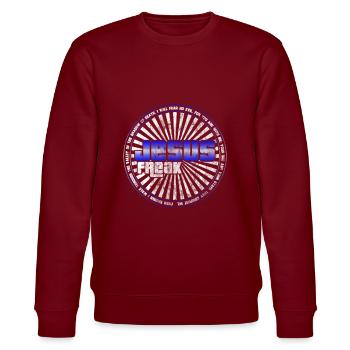 Jesus Freak | Kirche Religion Gott Glaube Geschenk - Stanley/Stella Unisex Bio-Sweatshirt CHANGER  - Burgunderrot - Vorne - Nik (191cm) & Marisol (170cm)