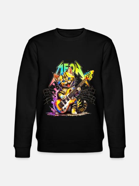 Metal Meow Kitty - Rainbow - Stanley/Stella CHANGER Unisex Organic Sweatshirt - black