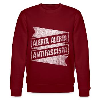 ALERTA ALERTA ANtiFAscIsTA ANTIFA - Stanley/Stella Unisex Bio-Sweatshirt CHANGER  - Burgunderrot - Vorne - Nik (191cm) & Marisol (170cm)
