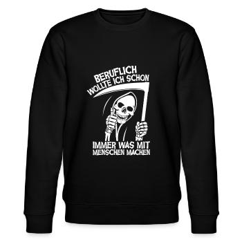 Sensenmann Halloween Skull Knochen - Stanley/Stella Unisex Bio-Sweatshirt CHANGER  - Schwarz - Vorne - Nik (191cm) & Marisol (170cm)
