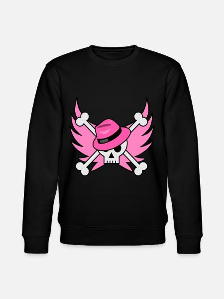 Flying Skull mit pinkfarbenem Hut und rosa Flügeln - Stanley/Stella Unisex Bio-Sweatshirt CHANGER  - Schwarz