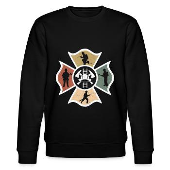 Fire Brigade Vintage pour le cadeau de pompier - Sweat bio CHANGER Stanley/Stella Unisexe - noir - Devant - Nik (191cm) & Marisol (170cm)