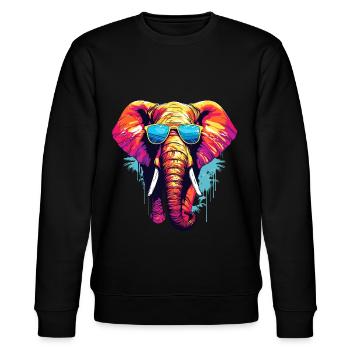 Elefant mit Sonnenbrille - Stanley/Stella Unisex Bio-Sweatshirt CHANGER  - Schwarz - Vorne - Nik (191cm) & Marisol (170cm)