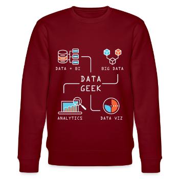 Data Geek Softwareentwickler - Stanley/Stella Unisex Bio-Sweatshirt CHANGER  - Burgunderrot - Vorne - Nik (191cm) & Marisol (170cm)
