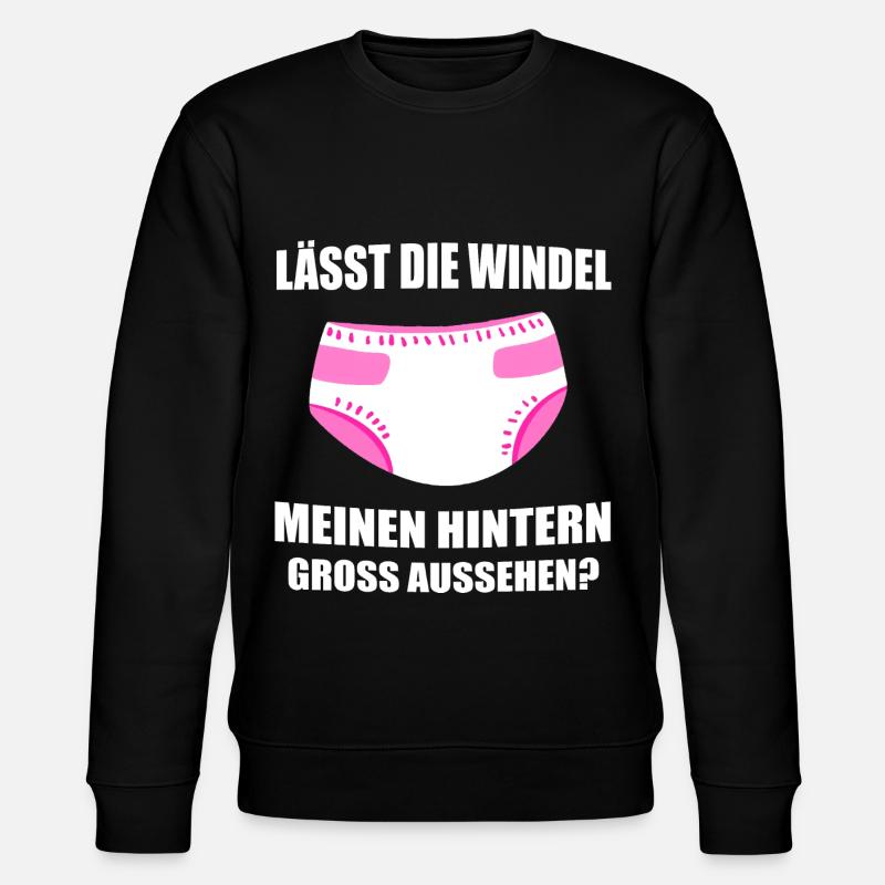 ABDL Mädchen Windel Diaper Geschenk - Stanley/Stella Unisex Bio-Sweatshirt CHANGER  - Schwarz
