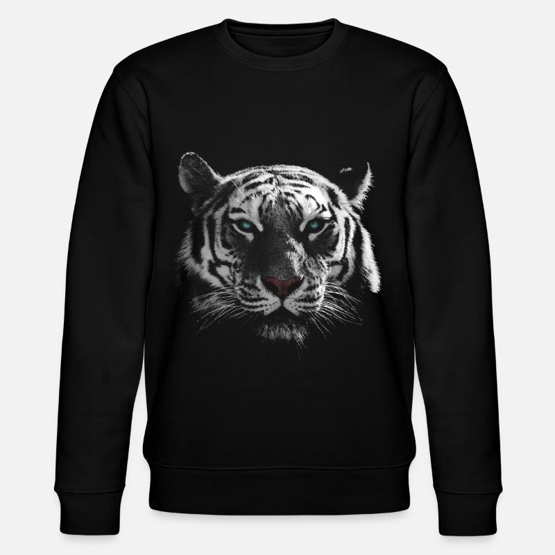 Weißer Tiger Tigerkopf - Stanley/Stella Unisex Bio-Sweatshirt CHANGER  - Schwarz