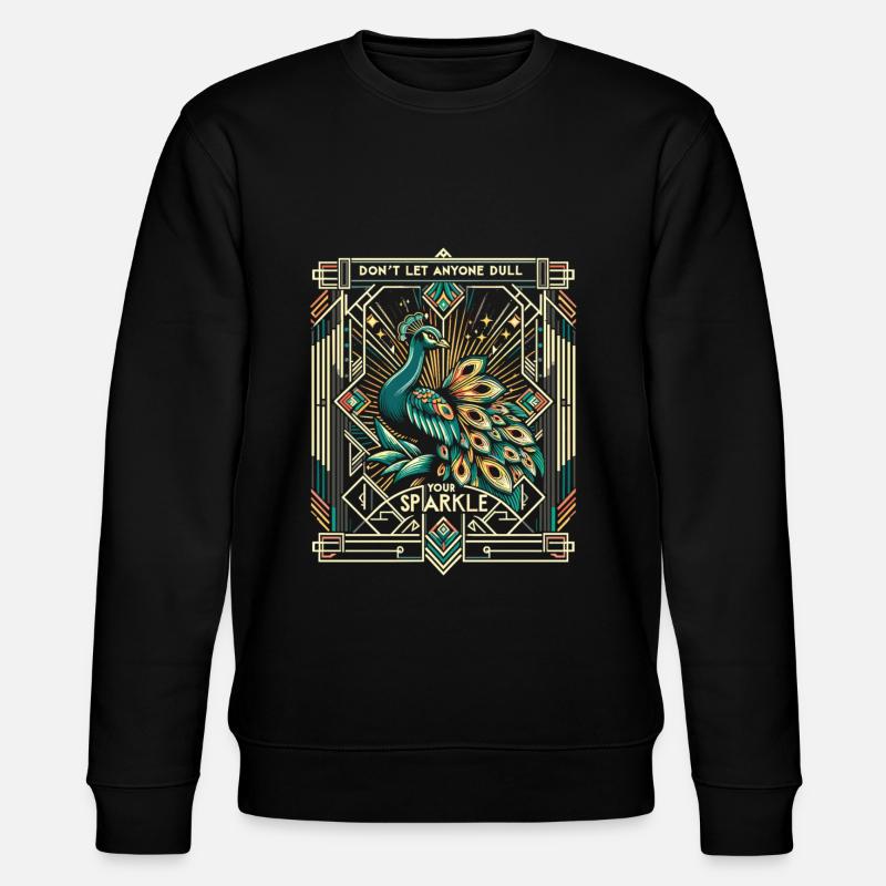 Magnificent Peacock: Deco Shine - Stanley/Stella CHANGER Unisex Organic Sweatshirt - black