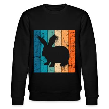 Rabbit Easter Retro Gift - Stanley/Stella CHANGER Unisex Organic Sweatshirt - black - Front - Nik (191cm) & Marisol (170cm)