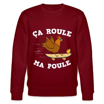 Poule et Poussin Humour Jardin - Sweat bio CHANGER Stanley/Stella Unisexe - bordeaux - Devant - Nik (191cm) & Marisol (170cm)