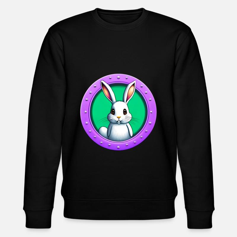Hase spielt Osterhase - Stanley/Stella Unisex Bio-Sweatshirt CHANGER  - Schwarz