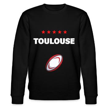Toulouse rugby 5 étoiles cadeau - Sweat bio CHANGER Stanley/Stella Unisexe - noir - Devant - Nik (191cm) & Marisol (170cm)