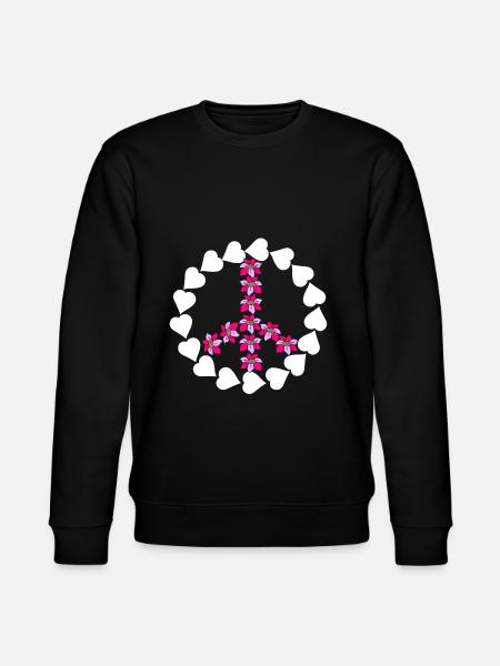 Peace mit Blumen - Stanley/Stella Unisex Bio-Sweatshirt CHANGER - Schwarz