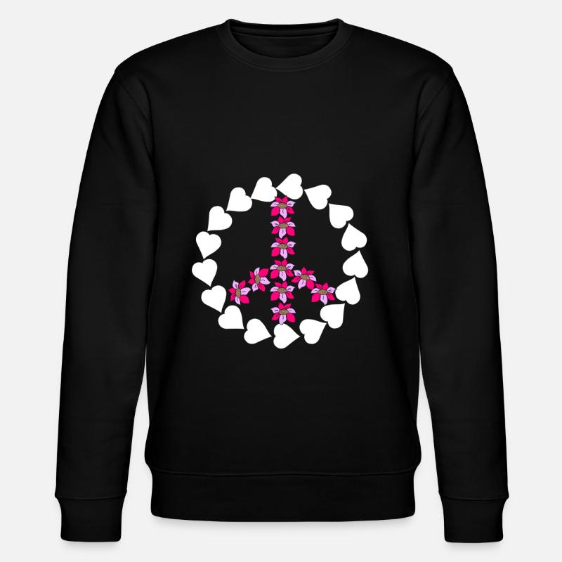 Peace mit Blumen - Stanley/Stella Unisex Bio-Sweatshirt CHANGER  - Schwarz