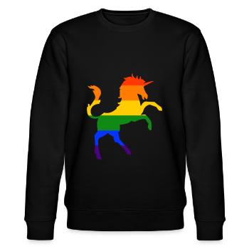 Unicorn LGBT Gay Pride Regenbogen CSD - Stanley/Stella Unisex Bio-Sweatshirt CHANGER  - Schwarz - Vorne - Nik (191cm) & Marisol (170cm)