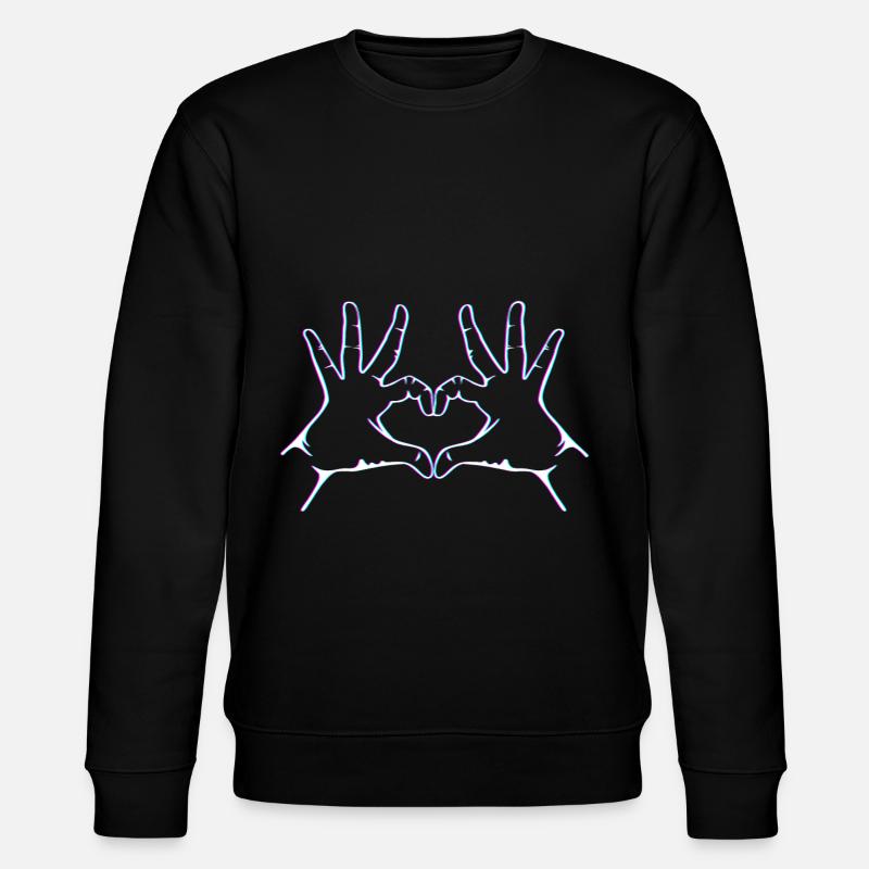 hand heart gesture - Stanley/Stella CHANGER Unisex Organic Sweatshirt - black
