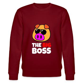 Schwein Boss Chef Vorgesetzter Geschenkidee - Stanley/Stella Unisex Bio-Sweatshirt CHANGER  - Burgunderrot - Vorne - Nik (191cm) & Marisol (170cm)