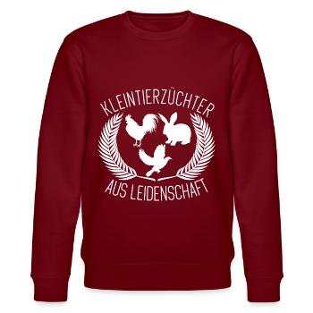 Kleintierzüchter aus Leidenschaft, Hase, Hahn - Stanley/Stella Unisex Bio-Sweatshirt CHANGER  - Burgunderrot - Vorne - Nik (191cm) & Marisol (170cm)